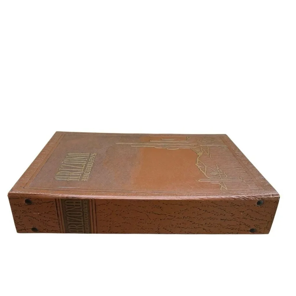 Vintage Arizona Highways Magazine Binder Holder Brown Embossed Cactus Hardcover⁠